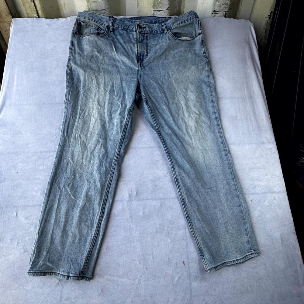 Old Navy Relaxed Jeans Men 42x30 Light Blue Denim Cotton Stretch Straight Leg
